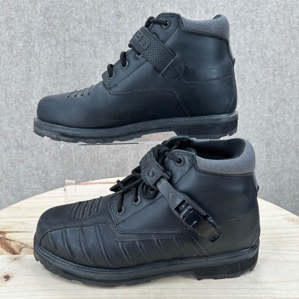 Icon Super Duty Motorcycle Boots Mens 11 Black Leather Buckle Strap Riding Shoes
